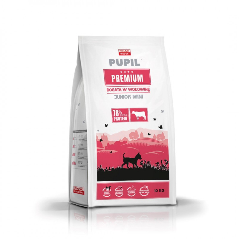 PUPIL Premium Junior Mini sausas šunų maistas su jautiena, 10 kg