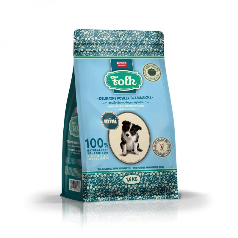 FOLK Delicate Meal for Puppies with Freshwater Fish Mini sausas šunų maistas šuniukams, 1,6 kg