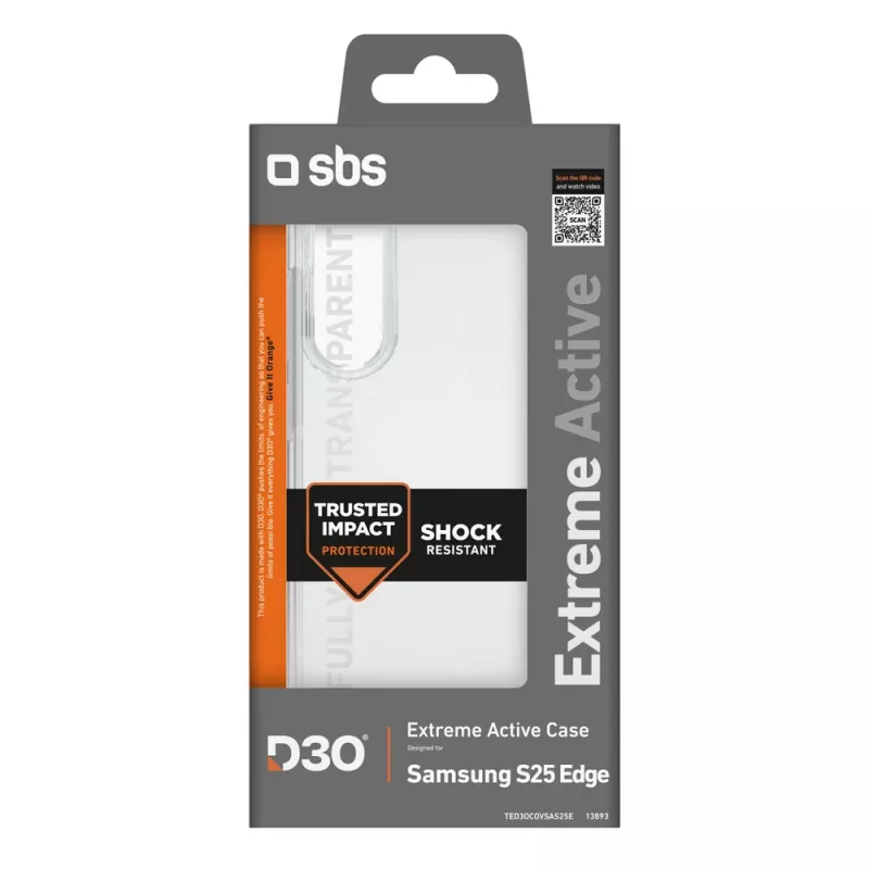 SBS D3O dėklas Samsung Galaxy S25 Edge, permatomas