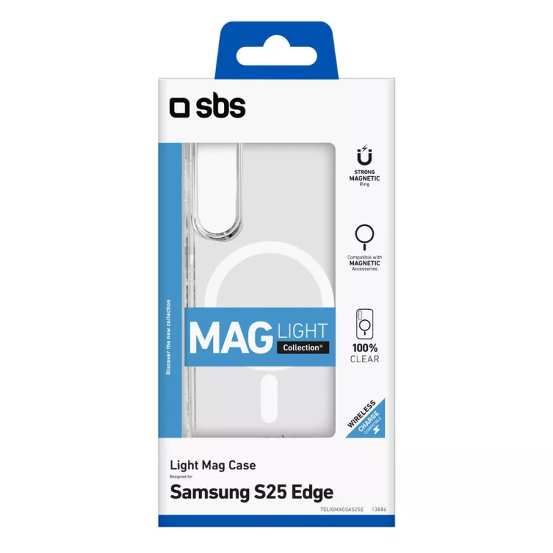 SBS Light Mag dėklas, skirtas Samsung Galaxy S25 Edge, permatomas
