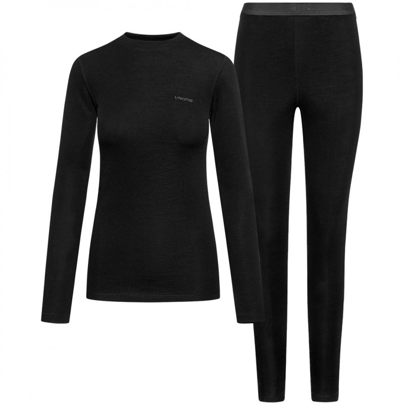 Viking Meriboo Lady Set Merino moteriškas merino apatinio sluoksnio komplektas, juodas, M