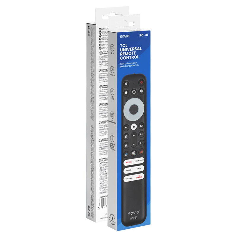 Savio RC-31 universalusis/pakaitinis nuotolinio valdymo pultas, skirtas TCL televizoriui – SMART TV