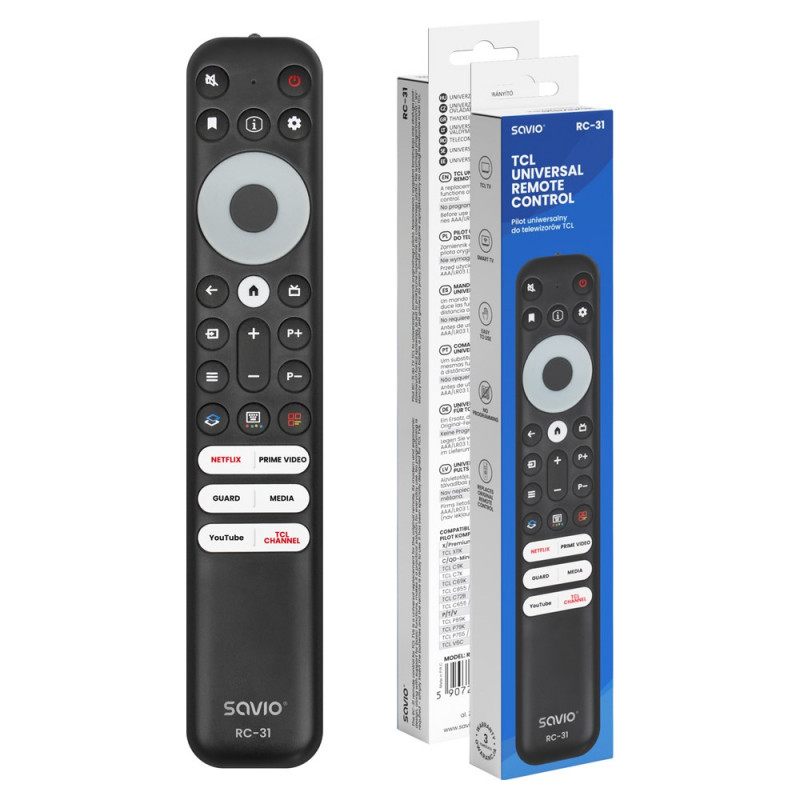 Savio RC-31 universalusis/pakaitinis nuotolinio valdymo pultas, skirtas TCL televizoriui – SMART TV