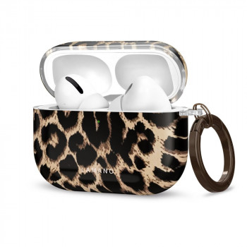 Tech-Protect Lamano dėklas, skirtas Apple AirPods Pro 3, su karabinu, Exotic Touch (juodas ir rudas)