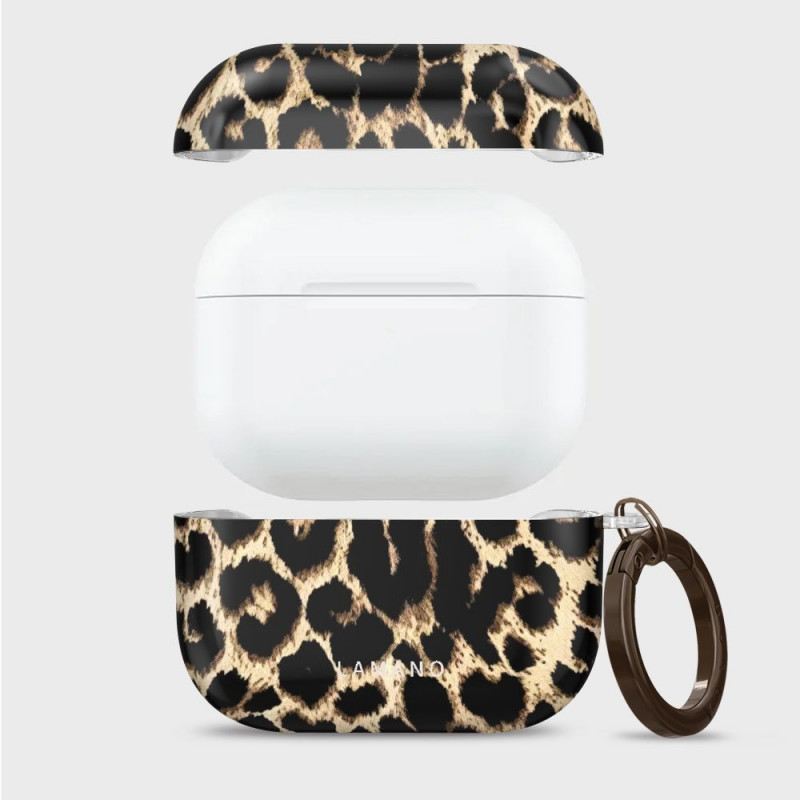 Tech-Protect Lamano dėklas, skirtas Apple AirPods Pro 3, su karabinu, Exotic Touch (juodas ir rudas)