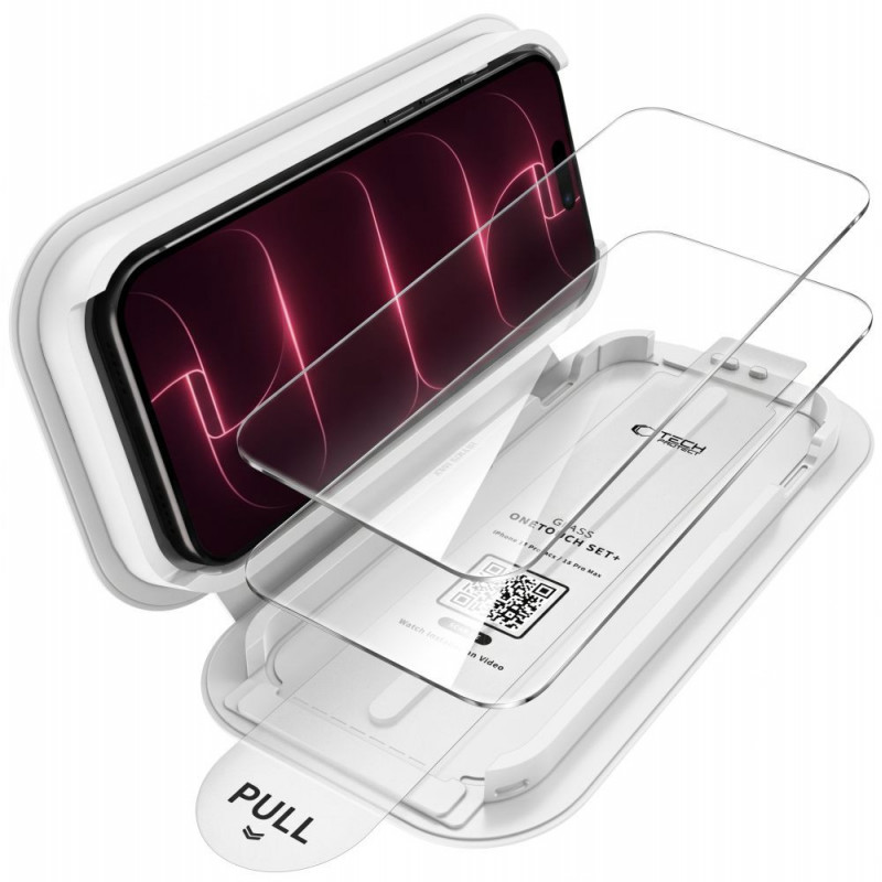 Tech-Protect OneTouch Set+ grūdintas stiklas, skirtas Apple iPhone 17 Pro Max / 18 Pro Max, permatomas (2 vnt.)