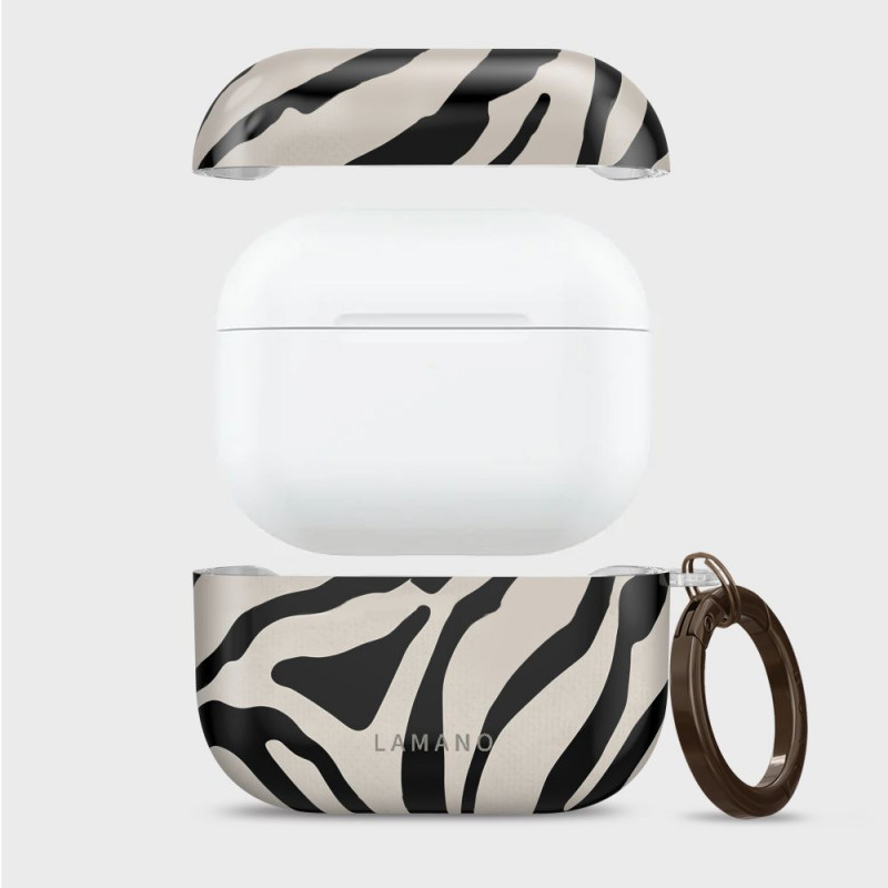 Tech-Protect Lamano dėklas, skirtas Apple AirPods Pro 3, su karabinu, Nature Muse (juodas ir smėlio spalvos)