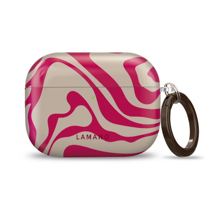 Tech-Protect Lamano dėklas, skirtas Apple AirPods Pro 3, su karabinu, Flamingo Bloom (rožinis ir smėlio spalvos)