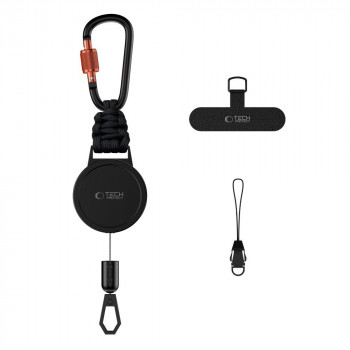 Tech-Protect ATH04 UrbanLoop apsauginis nuo vagystės telefono laikiklis su įtraukiamu plieniniu kabeliu, Black/Orange