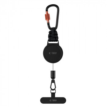 Tech-Protect ATH04 UrbanLoop apsauginis nuo vagystės telefono laikiklis su įtraukiamu plieniniu kabeliu, Black/Orange