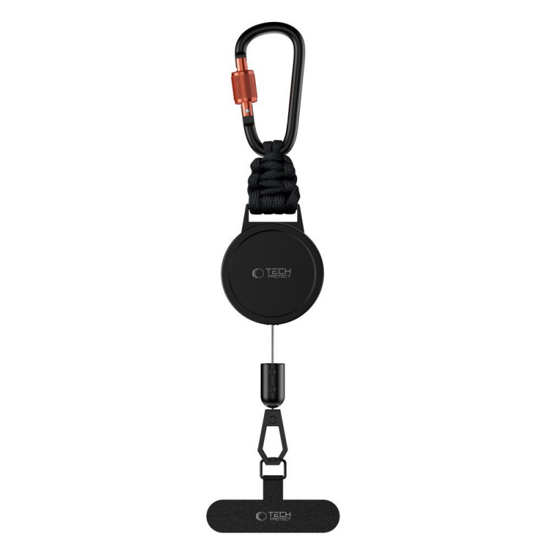 Tech-Protect ATH04 UrbanLoop apsauginis nuo vagystės telefono laikiklis su įtraukiamu plieniniu kabeliu, Black/Orange