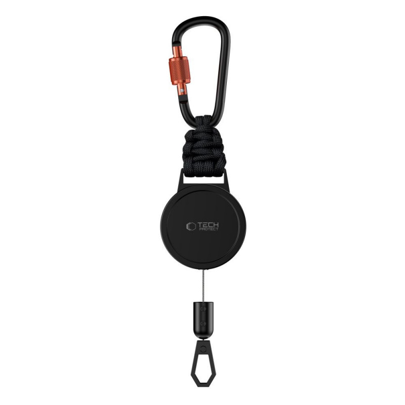 Tech-Protect ATH04 UrbanLoop apsauginis nuo vagystės telefono laikiklis su įtraukiamu plieniniu kabeliu, Black/Orange