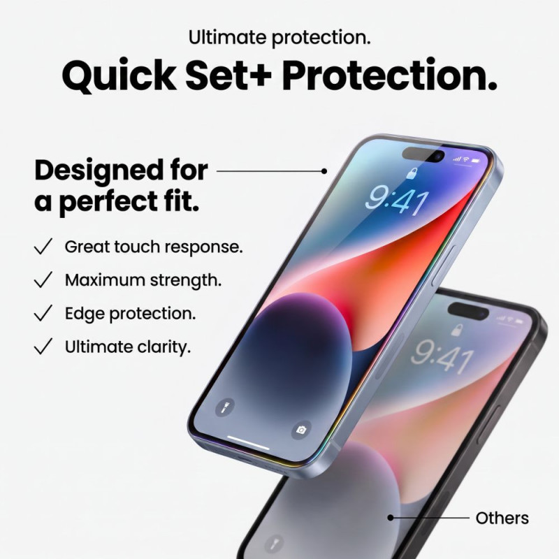 Tech-Protect Quick Set+ grūdintas stiklas, skirtas Apple iPhone 17 Pro / 18 Pro, juodas (2 vnt.)