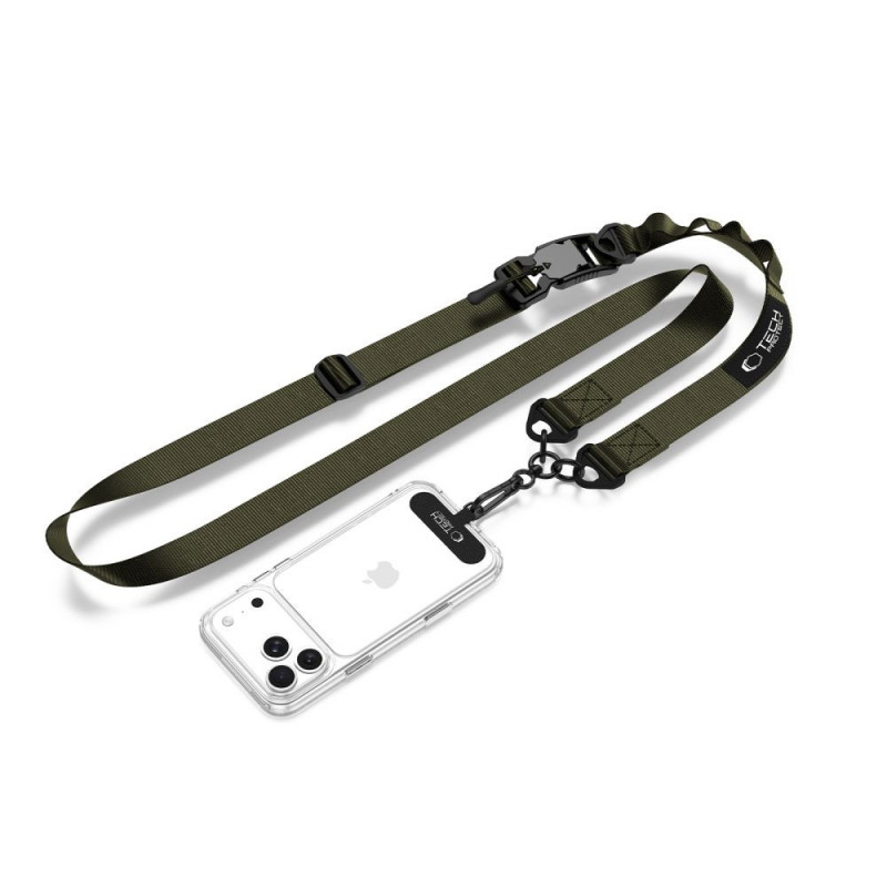 Tech-Protect C9S Rope Crossbody telefono dirželis, nailonas, 91–140 cm, Army Green