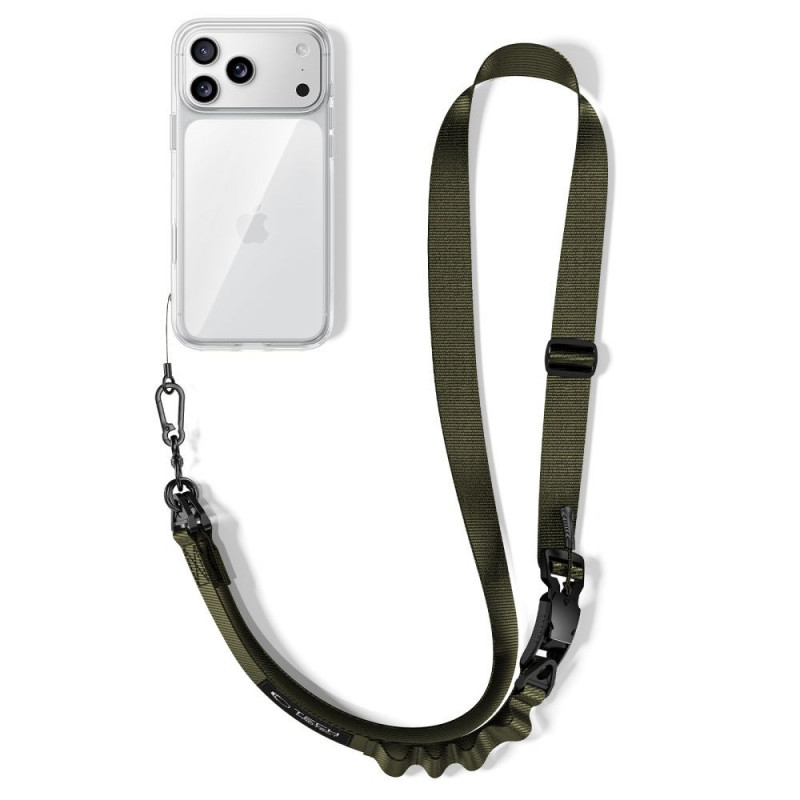 Tech-Protect C9S Rope Crossbody telefono dirželis, nailonas, 91–140 cm, Army Green