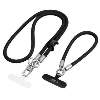 Tech-Protect C10S Rope kryžminė ir riešo telefono dirželių rinkinys, Black/Titanium