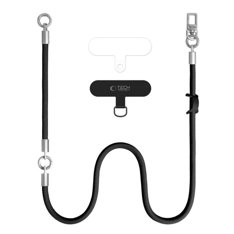 Tech-Protect C10S Rope kryžminė ir riešo telefono dirželių rinkinys, Black/Titanium