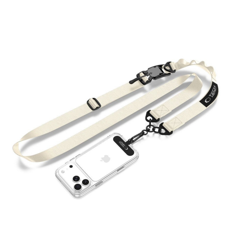 Tech-Protect C9S Rope Crossbody telefono dirželis, nailonas, 91–140 cm, Desert Beige
