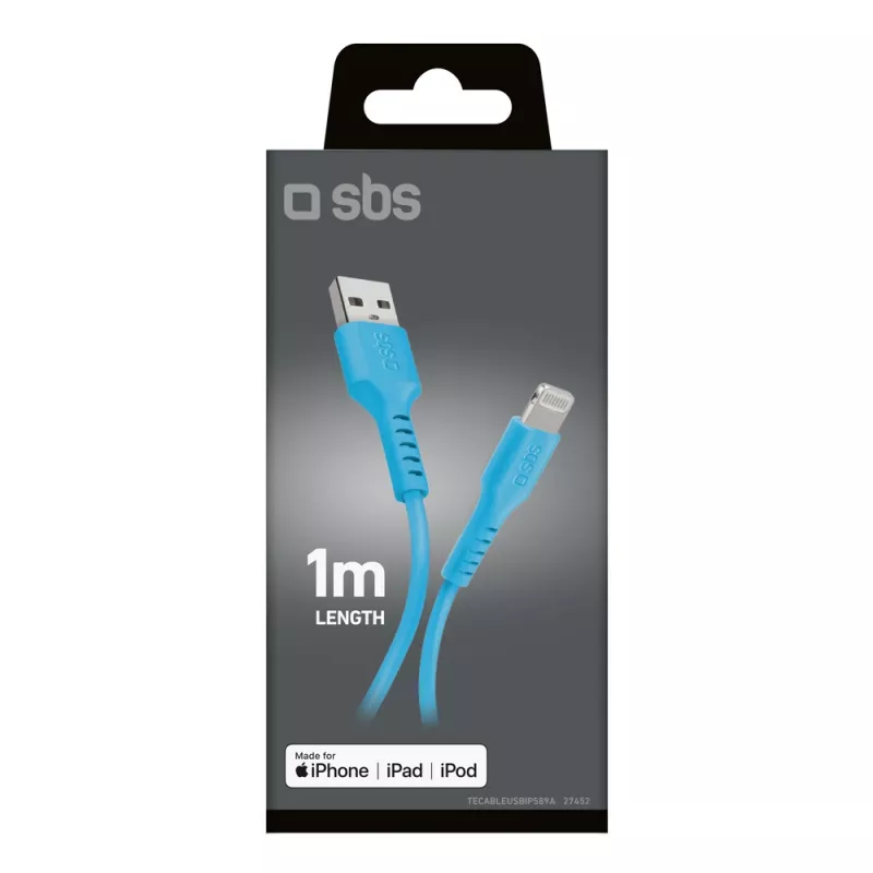SBS TECABLEUSBIP589A USB-A – Lightning kabelis, 1 m, mėlynas