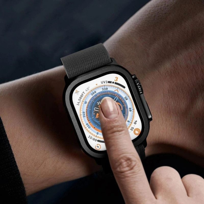 Tech-Protect Glass Ring grūdintas stiklas, skirta Apple Watch Ultra 49 mm, sidabrinis ir juodas (2 vnt.)