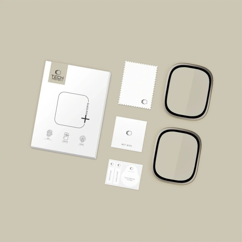Tech-Protect Glass Ring grūdintas stiklas, skirta Apple Watch Ultra 49 mm, sidabrinis ir juodas (2 vnt.)
