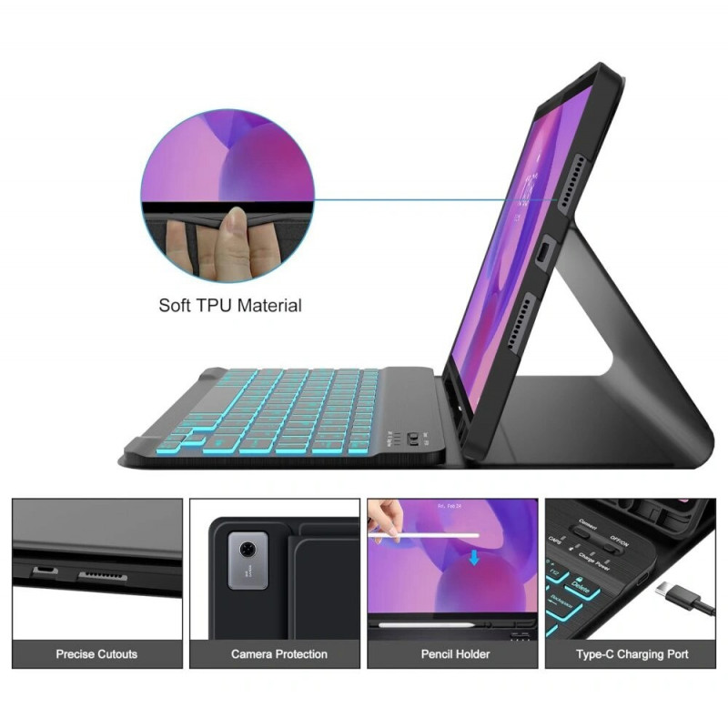 Tech-Protect SmartCase Pen + Keyboard, skirta Lenovo Idea Tab Plus 12.1 (TB-361), juodas