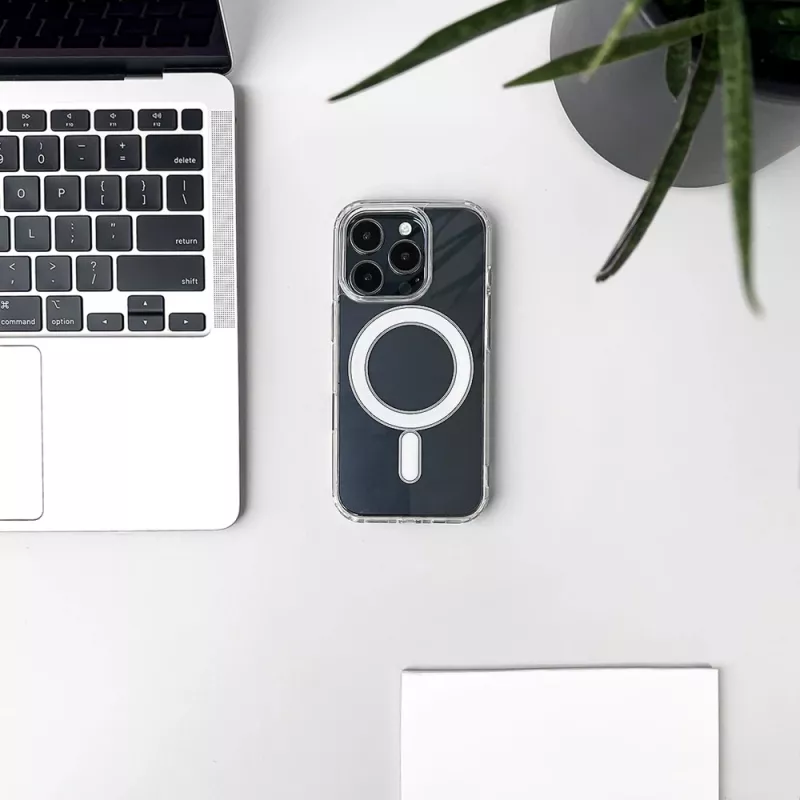 Hurtel su MagSafe suderinamas permatomas kampinis dėklas skirtas iPhone Air, permatomas