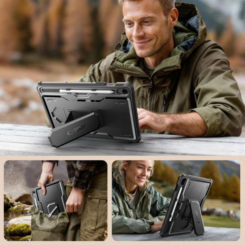 Tech-Protect Kevlar Pro planšetinio kompiuterio dėklas, skirtas Samsung Galaxy Tab S9 11.0 / S10 FE / S10 Lite 10.9 (X710 / X716B / X520 / X526 / X400 / X406B), juodas