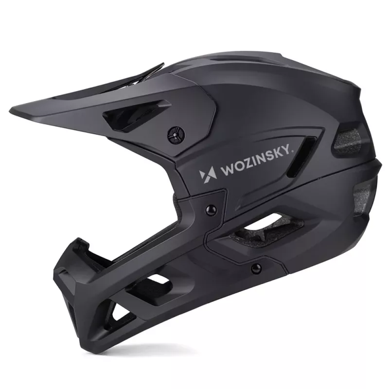 Wozinsky vientisinis dviračio šalmas su nuimamu skydeliu, 60-62 cm, juodas