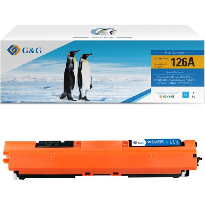 G&G suderinama tonerio kasetė, skirta HP 126A (CE311A) / Canon 729C (14390)