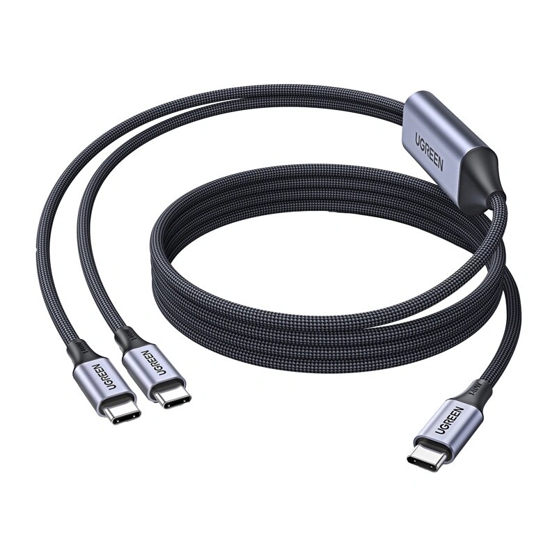 UGREEN L533 2in1 USB-C kabelis, USB-C į 2x USB-C PD 140W, 2 m, juodas