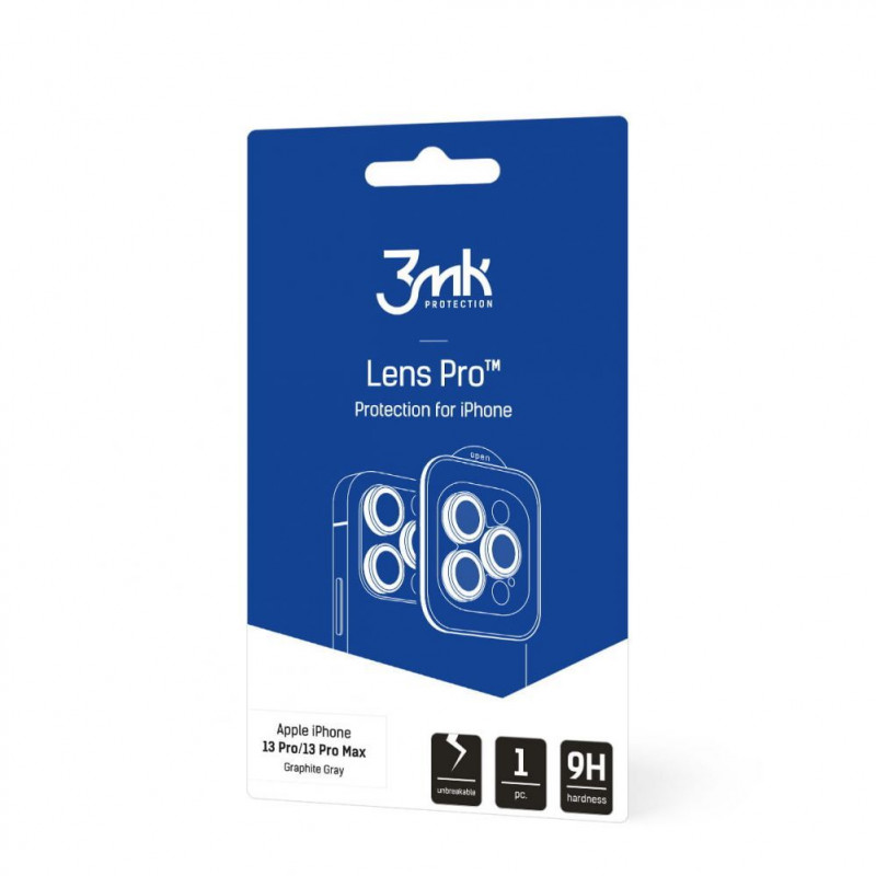 3MK Lens Protection Pro Apple iPhone 13 Pro / 13 Pro Max fotoaparato objektyvo apsauginė plokštelė, grafito pilka