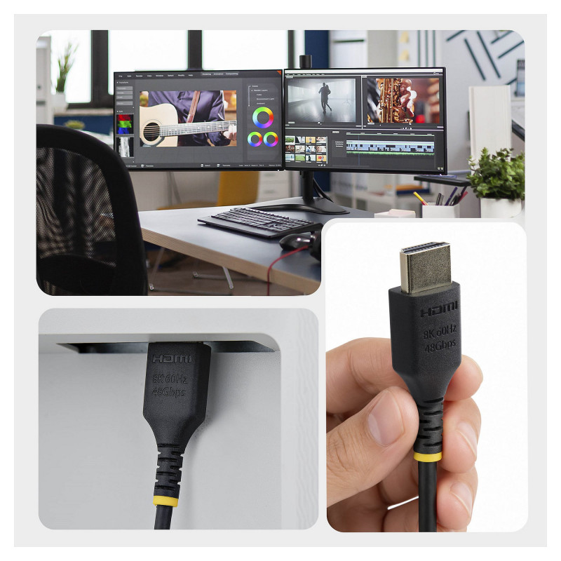 StarTech.com HDMI21-CBL-SLIM-1M itin didelio greičio HDMI 2.1 kabelis, 1 m, juodas