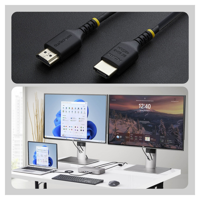 StarTech.com HDMI21-CBL-SLIM-1M itin didelio greičio HDMI 2.1 kabelis, 1 m, juodas