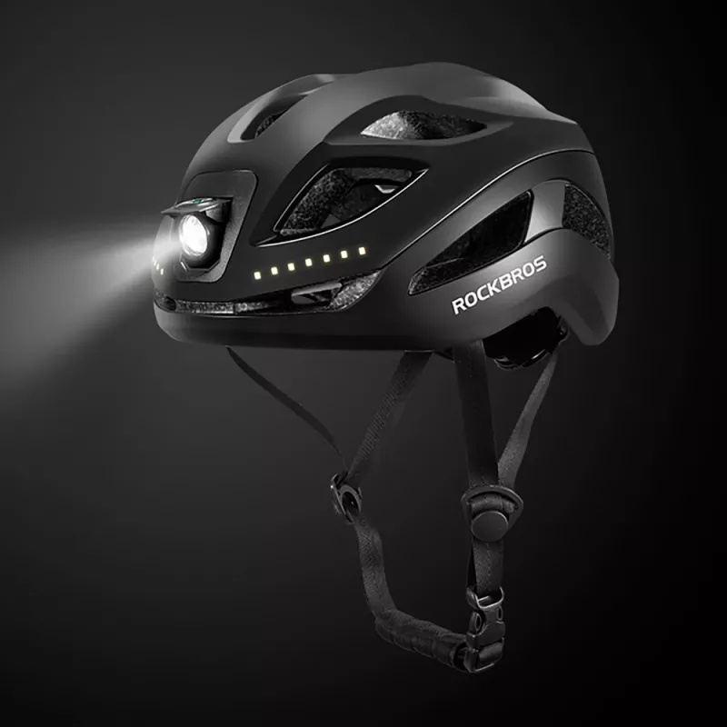 Rockbros ZK-077 dviračio šalmas su integruotu daugiakrypčiu apšvietimu 57–61 cm, juodas