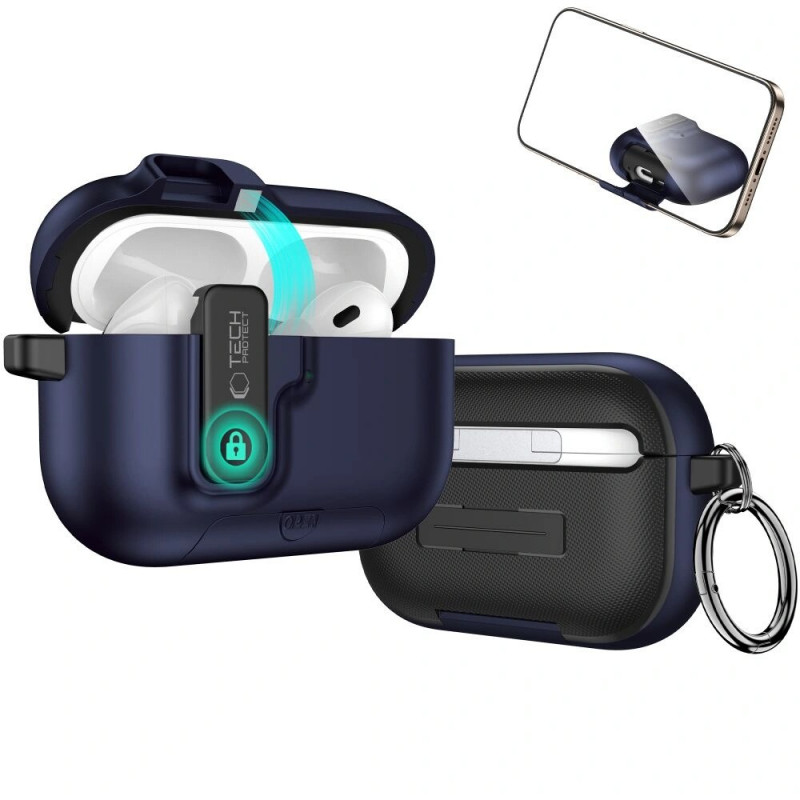 Tech-Protect Slim Hook dėklas Apple AirPods Pro 3, Navy Blue