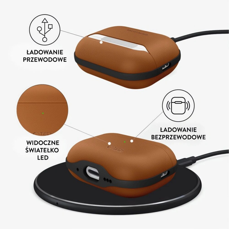 NaturalFit dėklas, skirtas Apple AirPods Pro 3, rudas, Tech-Protect