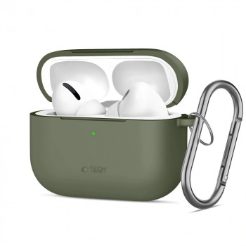 Tech-Protect silikoninis dėklas su kabliu Apple AirPods Pro 3, alyvuogių žalios spalvos