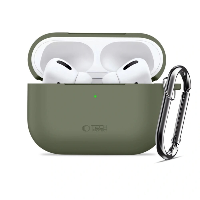 Tech-Protect silikoninis dėklas su kabliu Apple AirPods Pro 3, alyvuogių žalios spalvos