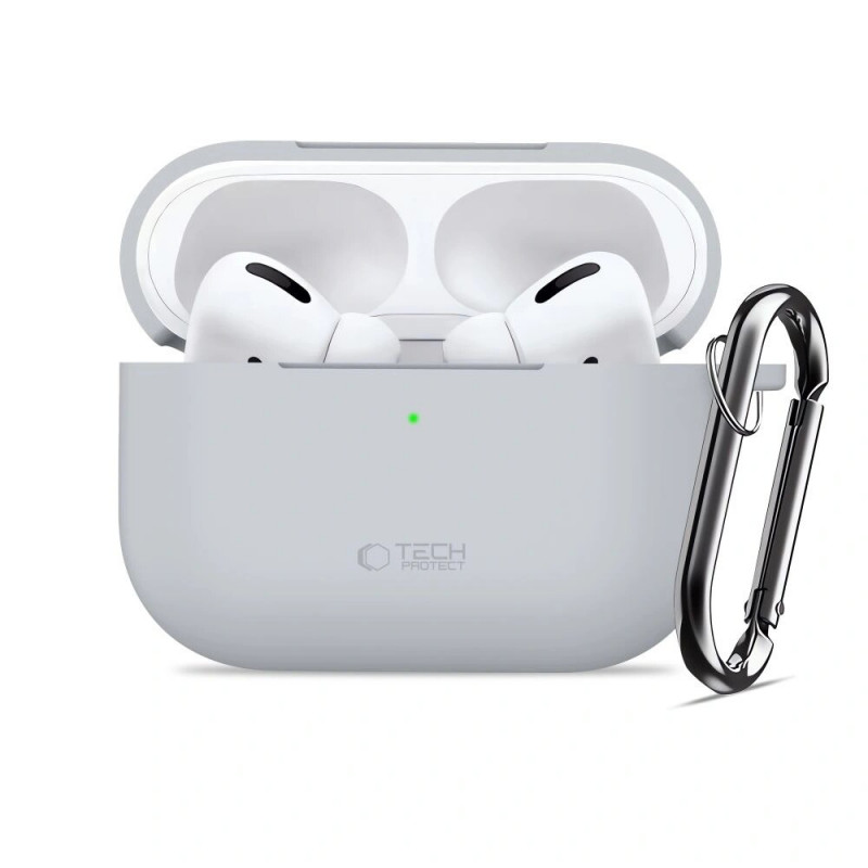 Tech-Protect silikoninis Silicone Hook dėklas Apple AirPods Pro 3, Crayon Grey