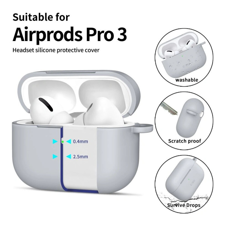 Tech-Protect silikoninis Silicone Hook dėklas Apple AirPods Pro 3, Crayon Grey