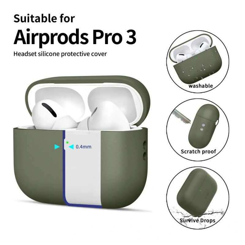 Tech-Protect silikoninis dėklas Apple AirPods Pro 3 alyvuogių žalios spalvos