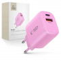 Tech-Protect NCA30 USB-A, USB-C tinklo įkroviklis PD 30W / QC3.0 Baby Pink