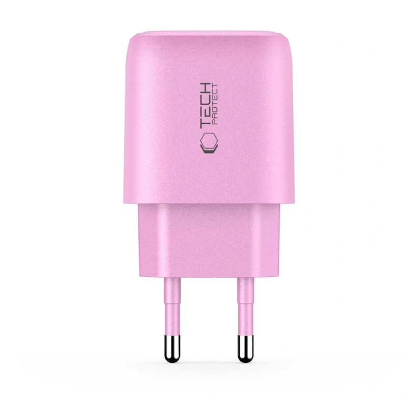 Tech-Protect NCA30 USB-A, USB-C tinklo įkroviklis PD 30W / QC3.0 Baby Pink
