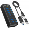 ICY BOX IB-AC618a 7 prievadų USB 3.2 Gen 2 šakotuvas, aliuminis, 12 V