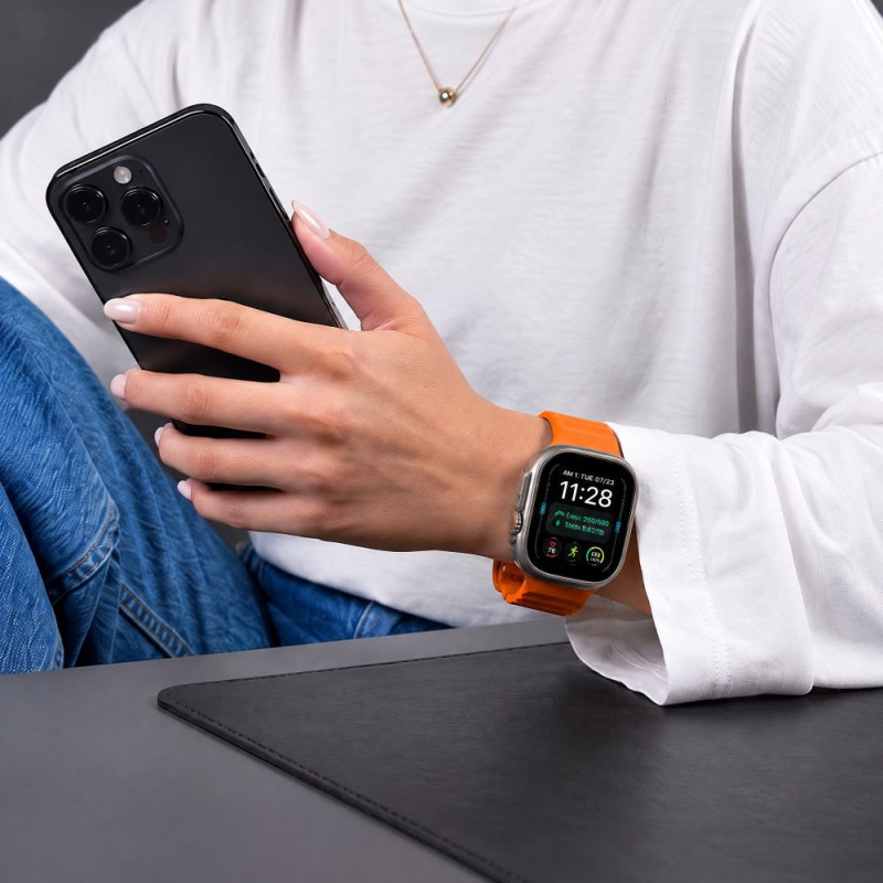 Tech-Protect Silicone Line Apple Watch 8 / 9 / 10 / 11 / 12 / SE / Ultra 44/45/46/49 mm apyrankė, oranžinė