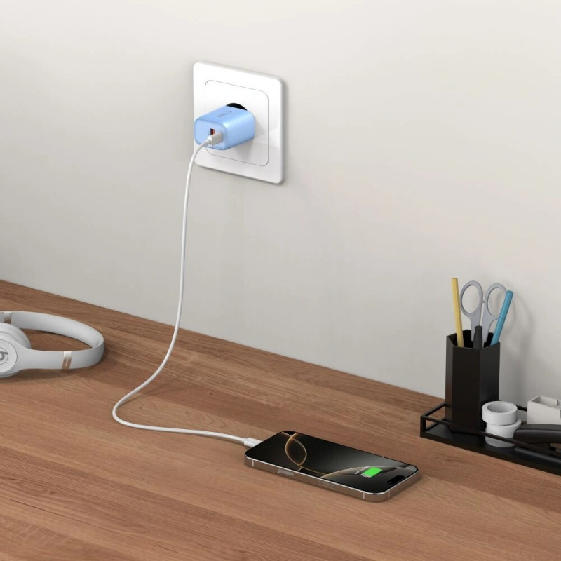 Tech-Protect NCA20 USB-A, USB-C tinklo įkroviklis PD 20W / QC3.0 Baby Blue