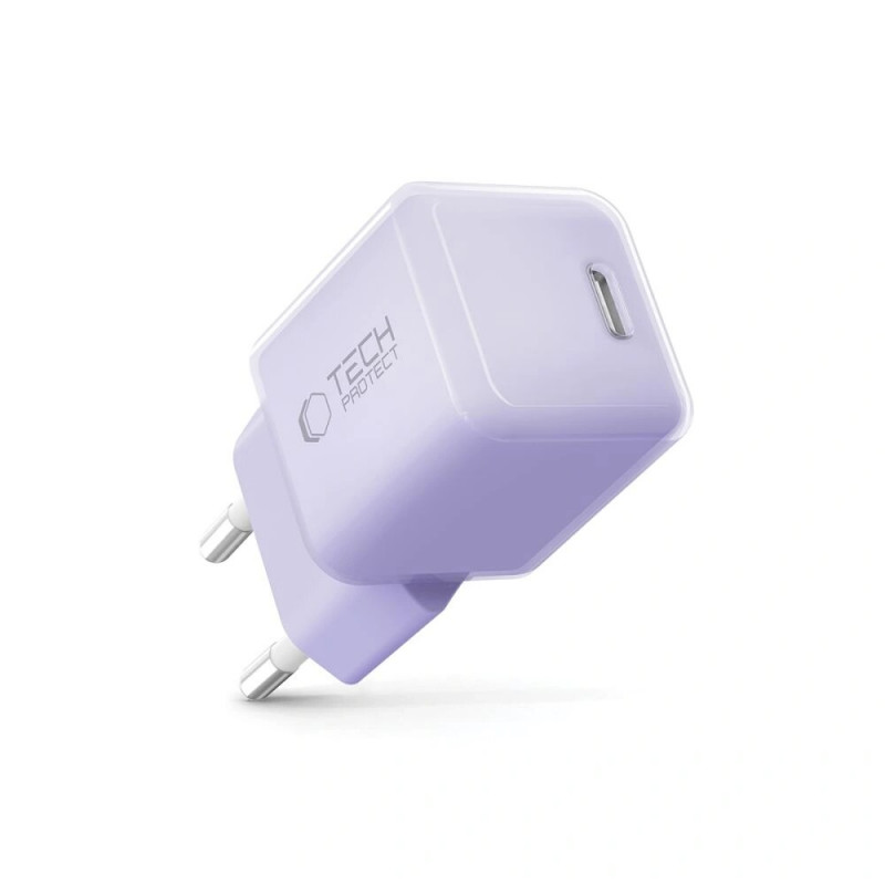 Tech-Protect NCM25 USB-C sieninis įkroviklis PD 25W, Baby Purple