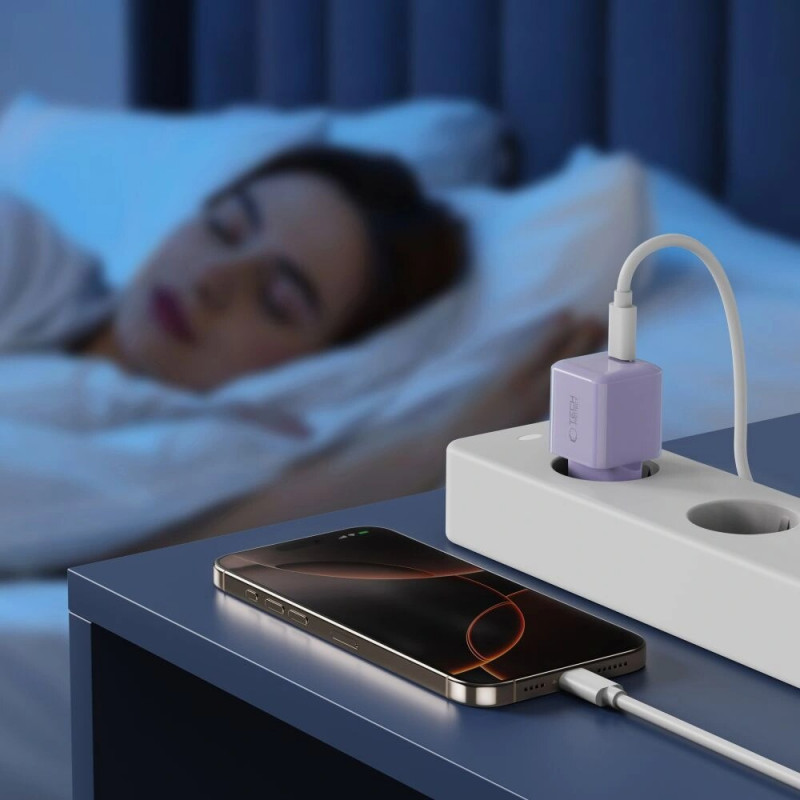 Tech-Protect NCM25 USB-C sieninis įkroviklis PD 25W, Baby Purple