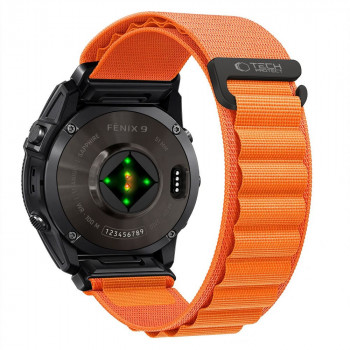 Tech-Protect Nylon Pro THP6037 laikrodžio dirželis, skirtas Garmin Fenix 5X / 5X Plus / 6X / 6X Pro / 7X / 8 / 8 Pro / 9 / 9 Pro (51 mm), oranžinis